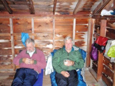 Tea in the shelter at Malone Bay.
