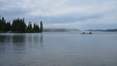 Paddling to Barnum in the fog