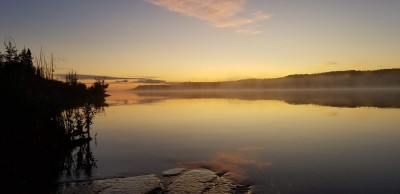 Moskey Basin Morning outside shelter