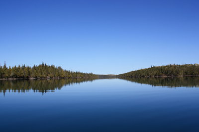 Looking E with the mainland on the right and Burnt Island on the left
